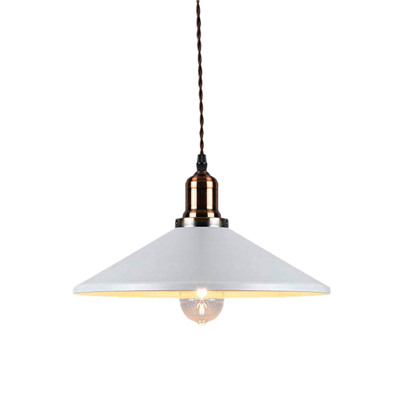 Stylish Metal Pendant Light With Cone/Saucer/Dome Shade - Loft Design In White Ideal For Restaurants