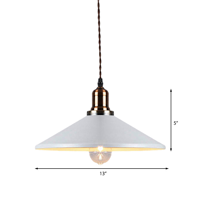 Stylish Metal Pendant Light With Cone/Saucer/Dome Shade - Loft Design In White Ideal For Restaurants