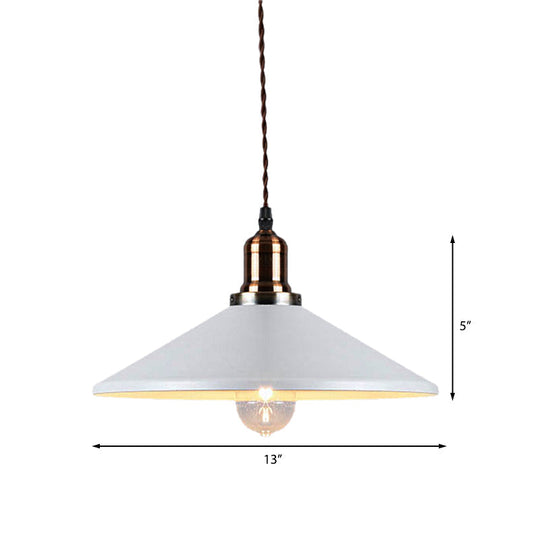 Stylish Metal Pendant Light With Cone/Saucer/Dome Shade - Loft Design In White Ideal For Restaurants