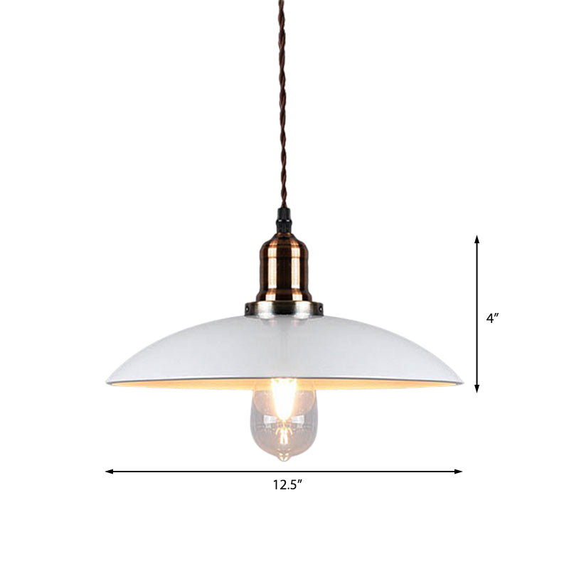 Stylish Metal Pendant Light With Cone/Saucer/Dome Shade - Loft Design In White Ideal For Restaurants