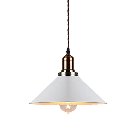 Stylish Metal Pendant Light With Cone/Saucer/Dome Shade - Loft Design In White Ideal For Restaurants