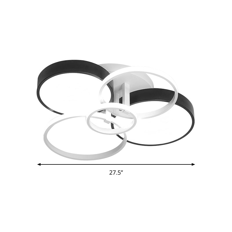 Modern Black Acrylic Ceiling Mounted Light For Living Room - Circular Close To Design With 3/5