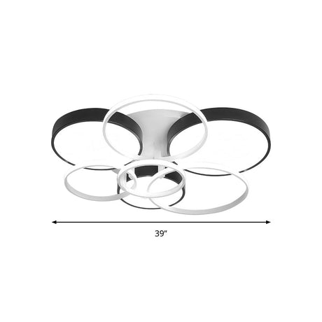 Modern Black Acrylic Ceiling Mounted Light For Living Room - Circular Close To Design With 3/5