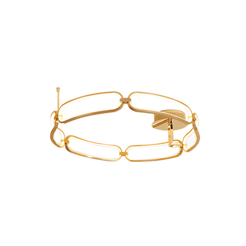 Contemporary Led Gold Flush Ceiling Light: 18’/23.5’/31.5’ Wide Acrylic Fixture In