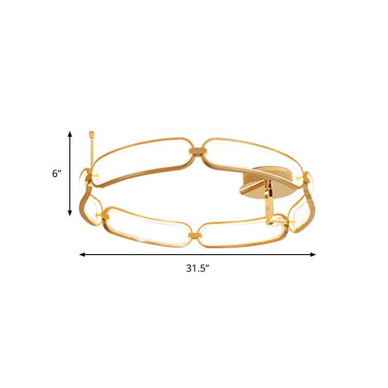 Contemporary Led Gold Flush Ceiling Light: 18/23.5/31.5 Wide Acrylic Fixture In Warm/White/Natural