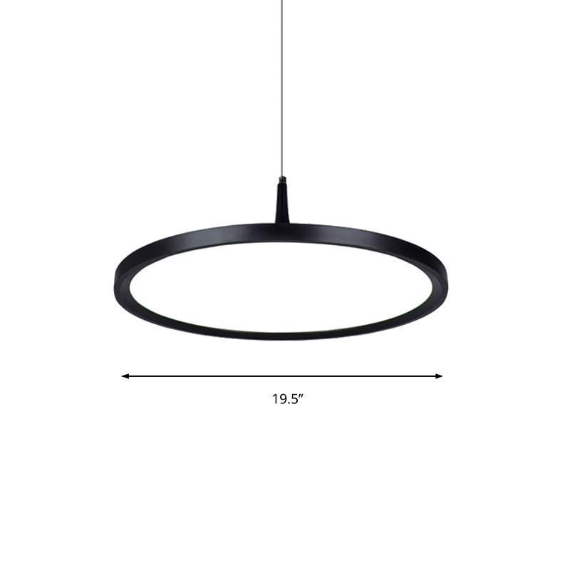 Led Office Pendant Lamp - Modern Simplicity White/Black Ceiling Light Fixture In Multiple Sizes