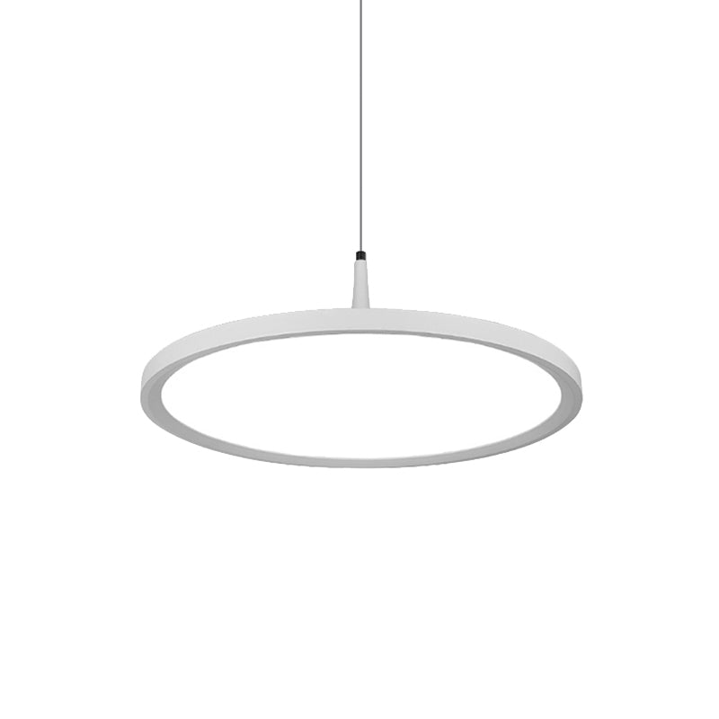 Sleek Led Office Pendant Lamp With Metal Shade - White/Black Ceiling Fixture In Multiple Sizes And