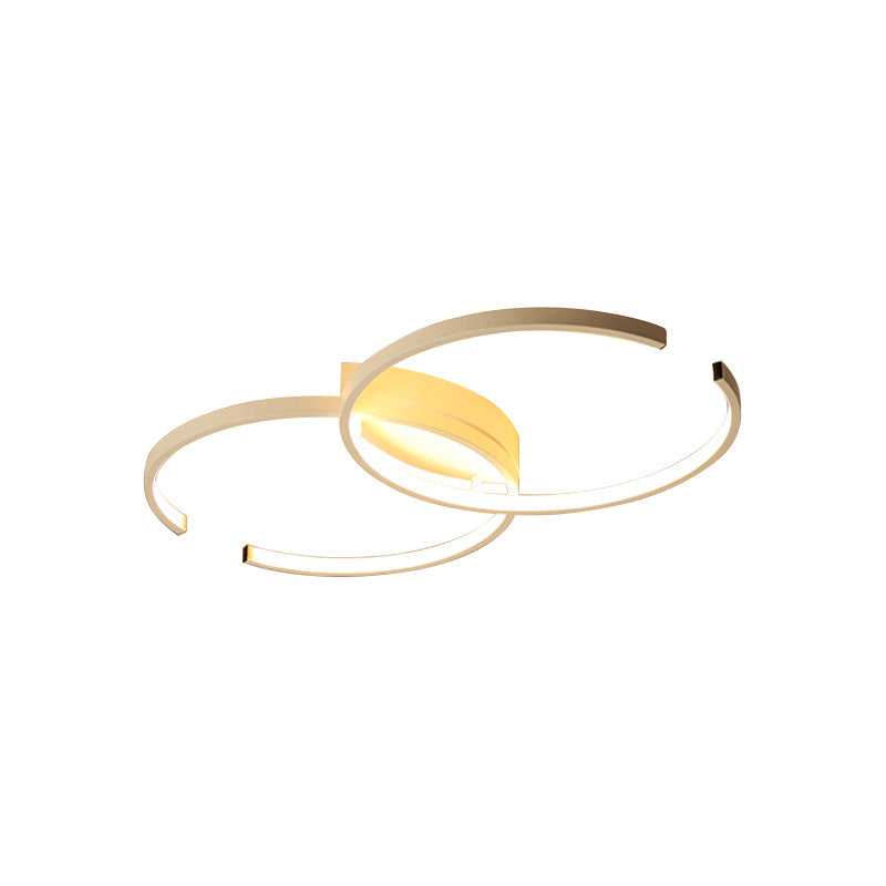 Black And White C - Shaped Led Ceiling Light - Simplicity Acrylic Semi Flush Fixture In Warm/Natural