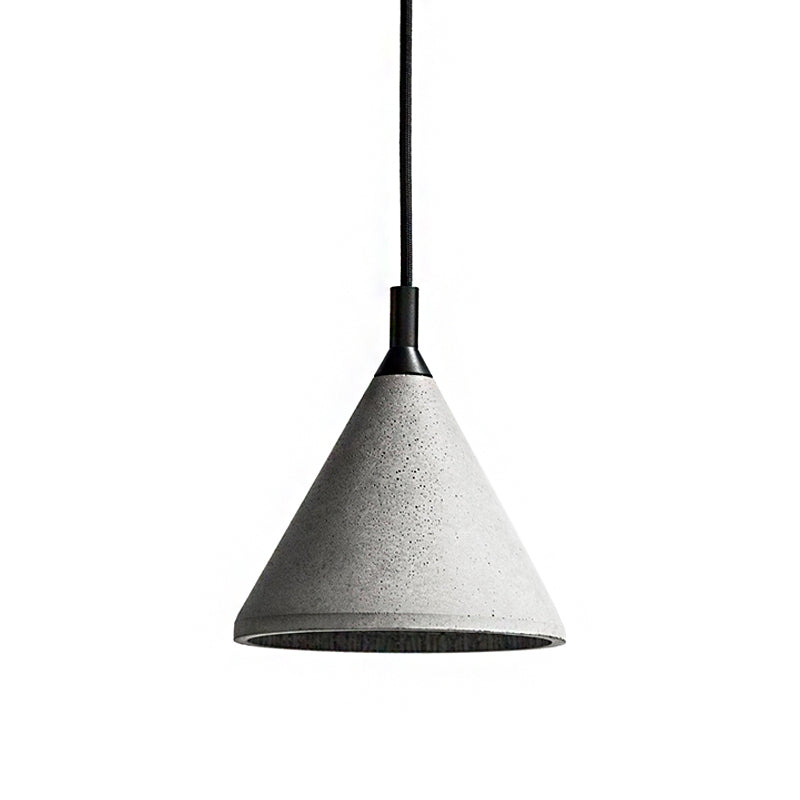 Gray Cement Industrial Cone Hanging Lamp - Height Adjustable Pendant Lighting For Living Room