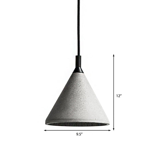 Industrial Style Gray Cement Cone Hanging Lamp - Adjustable Pendant Lighting For Living Room