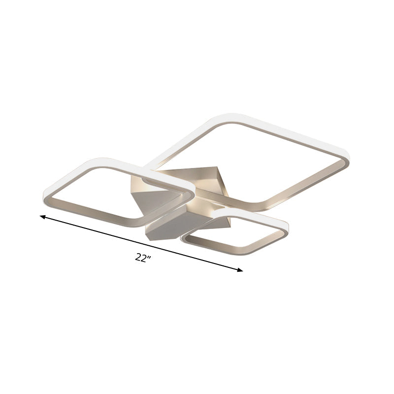 Sleek Square Led Acrylic Semi-Flush Ceiling Light In Warm/White