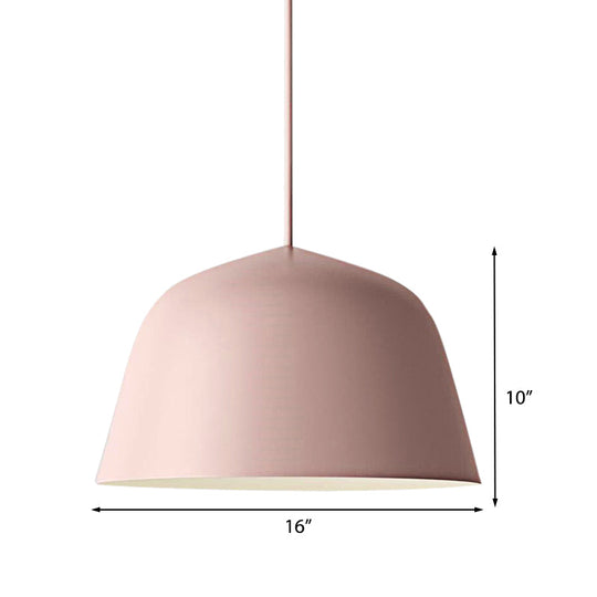 Nordic Style Dome Hanging Shade Ceiling 1 Light Metal Pendant Lamp In Black/Green For Bedroom