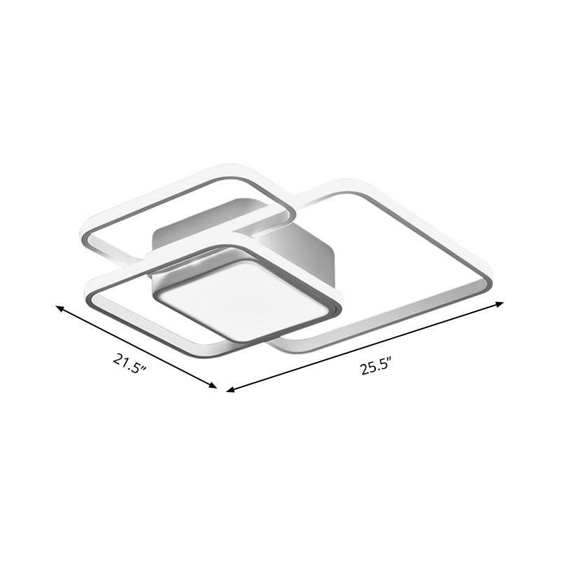 Modern Led Acrylic Ceiling Light - Square And Block Design 18/21.5/25.5 Wide Flush Mount