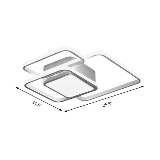 Modern Led Acrylic Ceiling Light - Square And Block Design 18/21.5/25.5 Wide Flush Mount