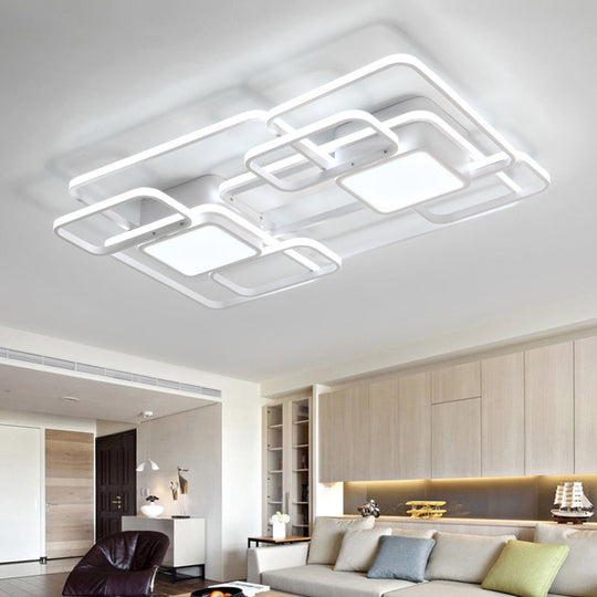 Modern Led Acrylic Ceiling Light - Square And Block Design 18/21.5/25.5 Wide Flush Mount