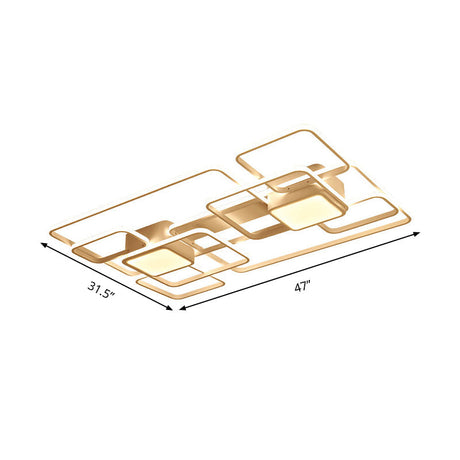 Modern Led Acrylic Ceiling Light - Square And Block Design 18/21.5/25.5 Wide Flush Mount