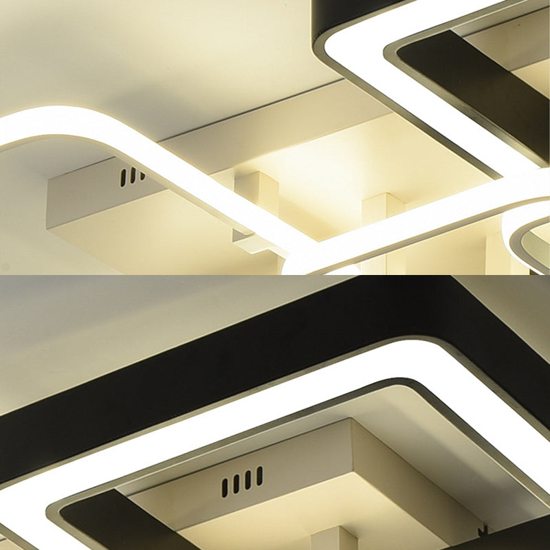 Modern Black And White Semi Flush Mount Ceiling Light With Acrylic Shade 3/4 Lights - Ideal For