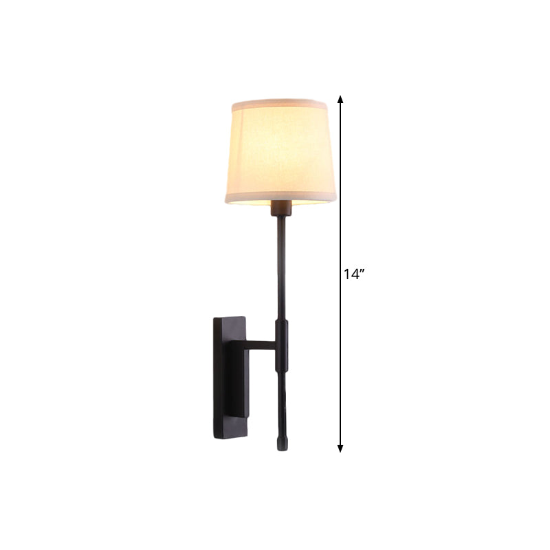 Black Fabric Wall Sconce With Right Angle Arm - Warehouse Style Lighting