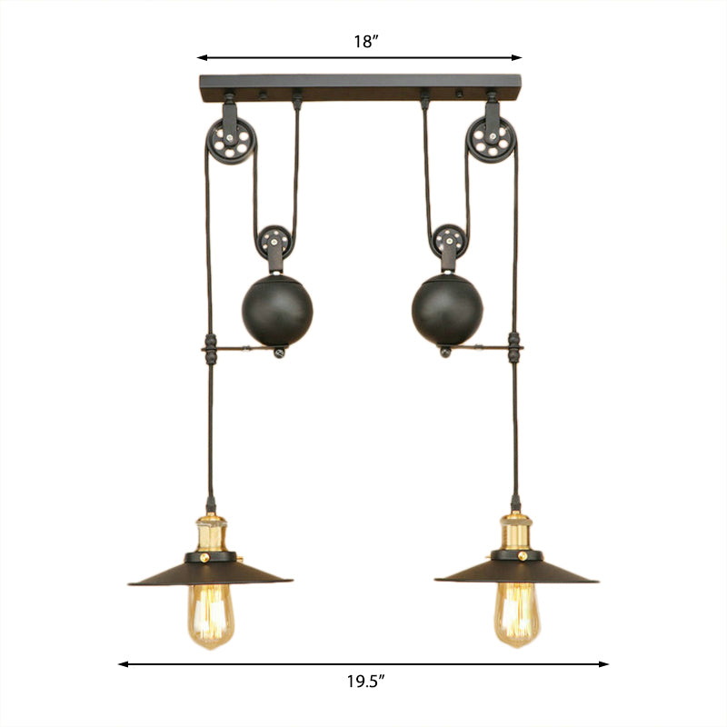 Wrought Iron Pendant Light Fixture With Black Finish - Antique Style Ceiling For Living Room (2