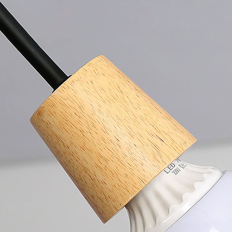 Loft Style Metal Ceiling Light With Open Bulb & Twisted Arm – 3/5 Lights Wood Accent Perfect For