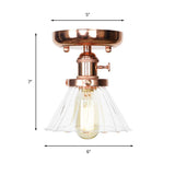 Industrial Globe/Wide Flare/Diamond Ceiling Light Fixture With Clear/Amber Glass Shade