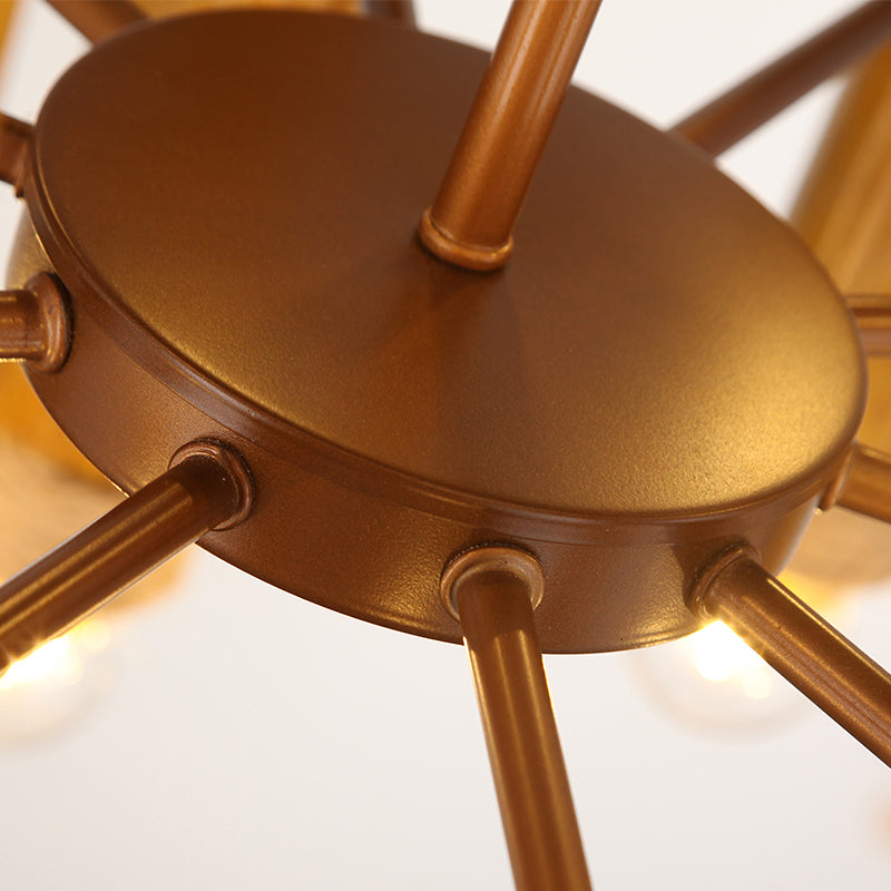 Antique Brass Bamboo Chandeliers: Multi-Light Tube Shade Hanging Lamps For Living Room