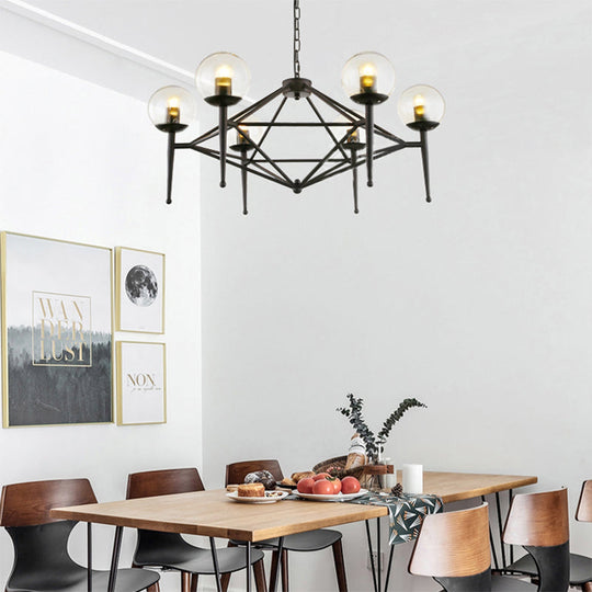 Industrial Pendant Light With Clear Glass Globe Shade - 6/8-Bulb Ceiling Lamp For Dining Room 6 /
