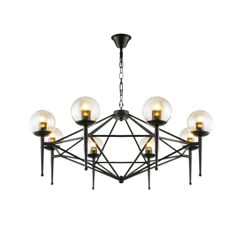 Industrial Pendant Light With Clear Glass Globe Shade - 6/8-Bulb Ceiling Lamp For Dining Room