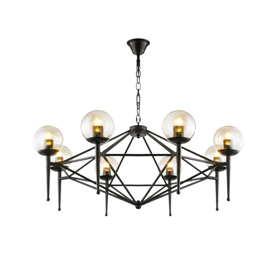 Industrial Pendant Light With Clear Glass Globe Shade - 6/8-Bulb Ceiling Lamp For Dining Room