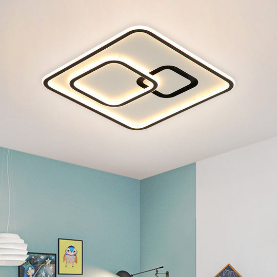 Minimalist Black Led Flush Mount Light | Acrylic Ceiling Lighting Fixture 16/19.5 Width / 16