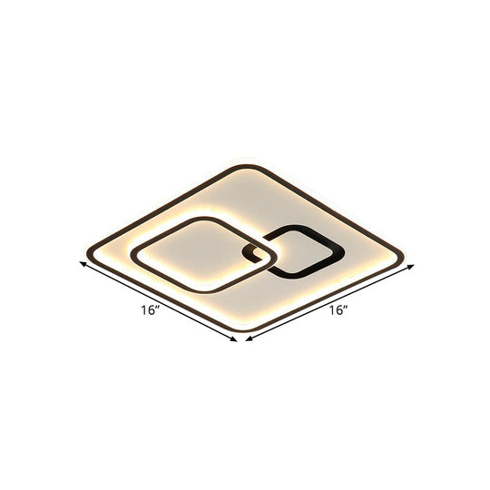 Minimalist Black Led Flush Mount Light | Acrylic Ceiling Lighting Fixture 16’/19.5’ Width