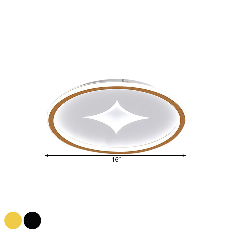 Ultra Slim Metal Led Ceiling Light In Black/Gold Warm/White - 16’/19.5’ Contemporary Flush