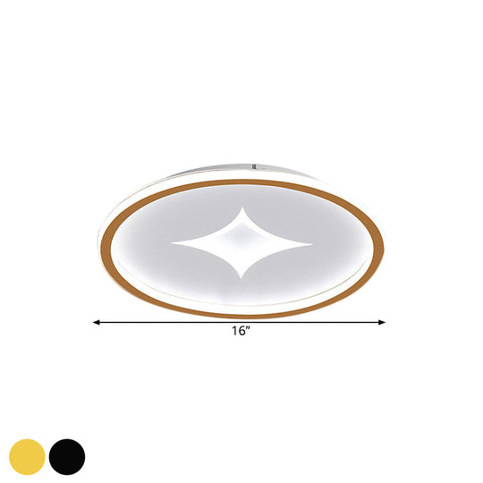 Ultra Slim Metal Led Ceiling Light In Black/Gold Warm/White - 16’/19.5’ Contemporary Flush