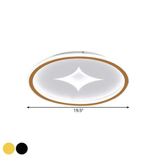 Ultra Slim Metal Led Ceiling Light In Black/Gold Warm/White - 16’/19.5’ Contemporary Flush
