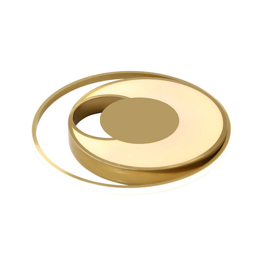 Modern Led Circle Bedroom Flush Mount Lamp In Gold With 3 - Color Light