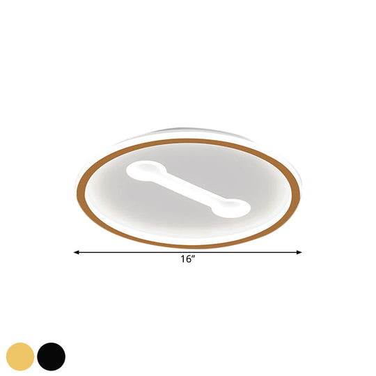 Ultra-Thin Round Metallic Flush Light Nordic Black/Gold Led Mount Fixture Warm/White 16/19.5 Dia