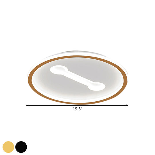 Ultra-Thin Round Metallic Flush Light Nordic Black/Gold Led Mount Fixture Warm/White 16/19.5 Dia