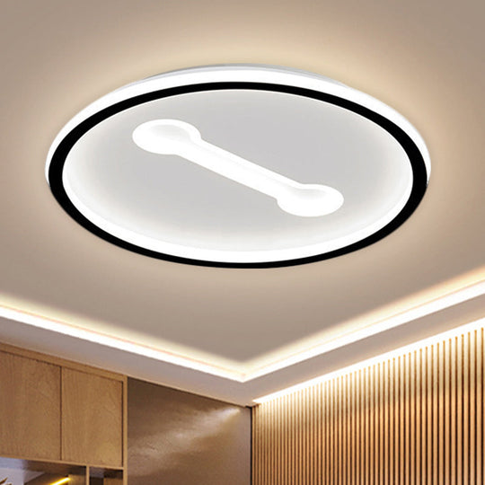 Ultra - Thin Round Metallic Flush Light Nordic Black/Gold Led Mount Fixture Warm/White 16’/19.5’ Dia