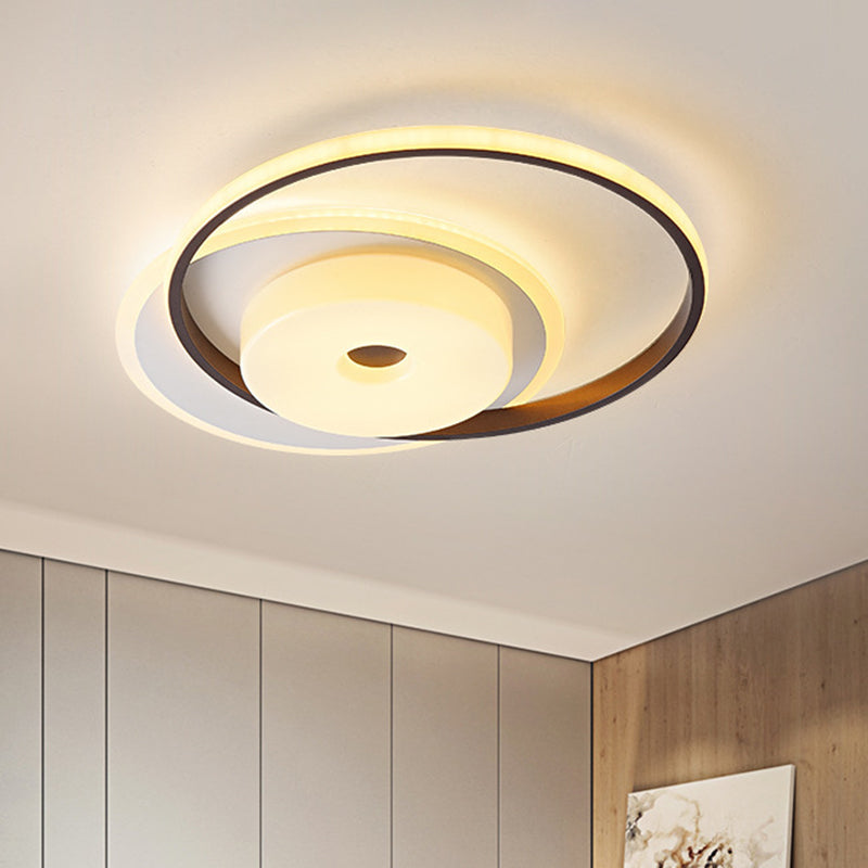 Metallic Nordic Led Flush Mount Ceiling Fixture In Warm/White 16/19.5 Wide White / 16 Warm