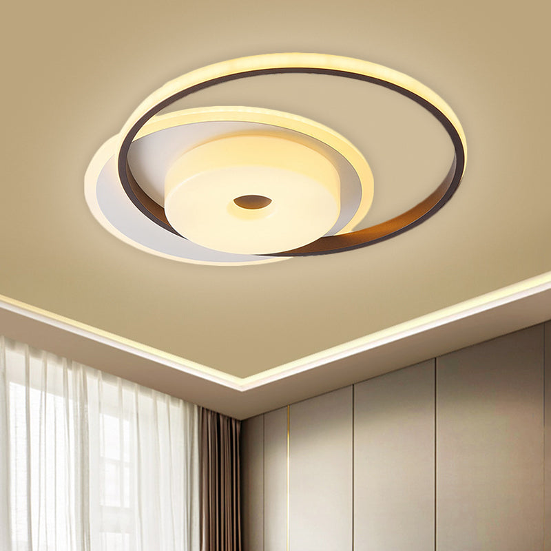 Metallic Nordic Led Flush Mount Ceiling Fixture In Warm/White 16/19.5 Wide