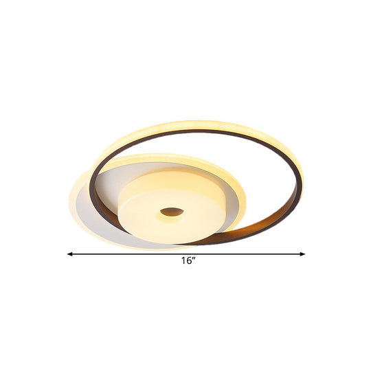 Metallic Nordic Led Flush Mount Ceiling Fixture In Warm/White 16’/19.5’ Wide