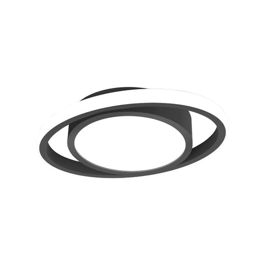 Customizable Flush Mount Metal Led Ceiling Fixture - Drum & Circle Design In Black/Gray/Gold (7 -