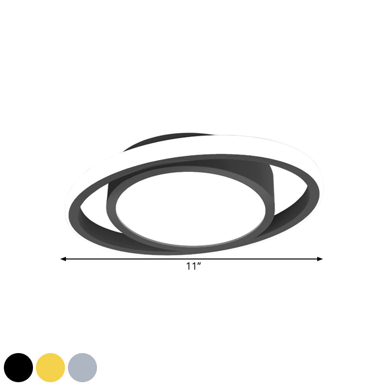 Customizable Flush Mount Metal Led Ceiling Fixture - Drum & Circle Design In Black/Gray/Gold (7-Day