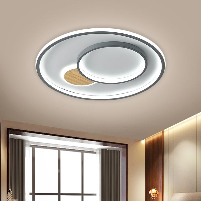 16.5’/20.5’ W Acrylic Round Modernist Led Ceiling Lamp - Grey (Warm/White Light) / 16.5’ White