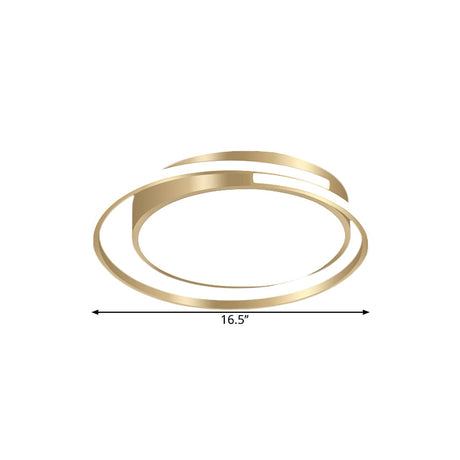 Metal Drum Flush Mount Lamp - Contemporary Led Gold Ceiling Light For Bedroom Multiple Sizes