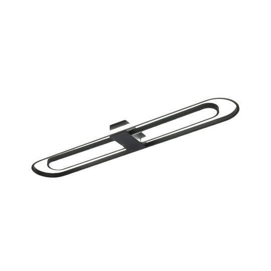 Black Dual Rectangle Led Flush Ceiling Light Modern Metallic Mount Fixture 16’/23.5’/31.5’