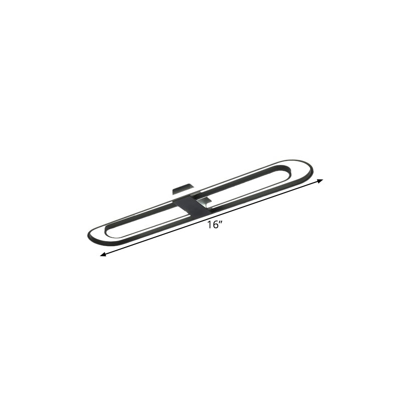 Black Dual Rectangle Led Flush Ceiling Light Modern Metallic Mount Fixture 16’/23.5’/31.5’