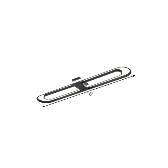 Black Dual Rectangle Led Flush Ceiling Light Modern Metallic Mount Fixture 16’/23.5’/31.5’
