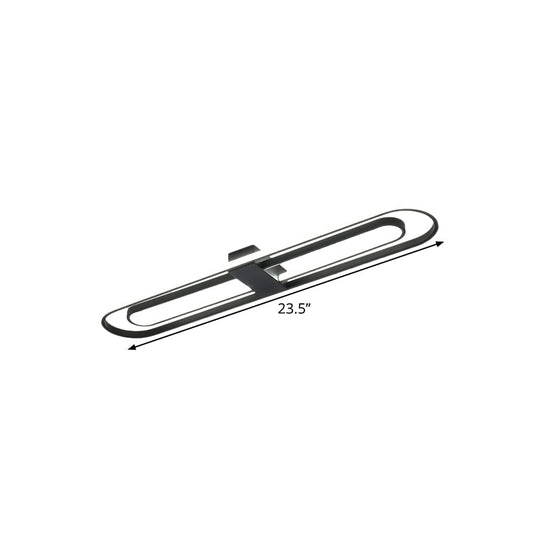 Black Dual Rectangle Led Flush Ceiling Light Modern Metallic Mount Fixture 16’/23.5’/31.5’