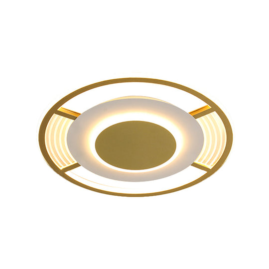 Modern Led Acrylic Round Close To Ceiling Lamp In Black/Gold - Flush Mount With 3 Color Light